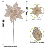 Art.9848 Flor De Nochebuena Diamantada 61cm 1pz