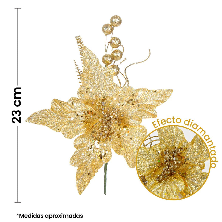 Art.9855 Pick Nochebuena Grande Diamantada 23cm 1pz