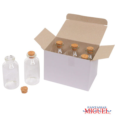Fantasías Miguel Art.989 Botellita De Cristal Con Tapa aprox. 30ml 7x3.2cm 6pz
