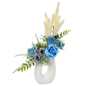 Arreglo Floral Azul-Crema