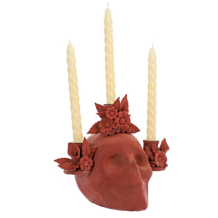 Cráneo Terracota Con Velas