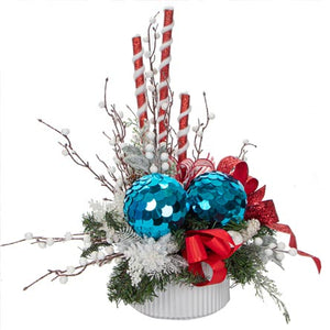 Centro De Mesa Navideño Azul-Rojo