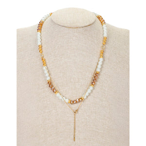 Collar De Perlas Y Cristal De Miel