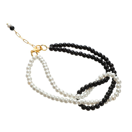 Pulsera De Perlas Blanco Y Negro