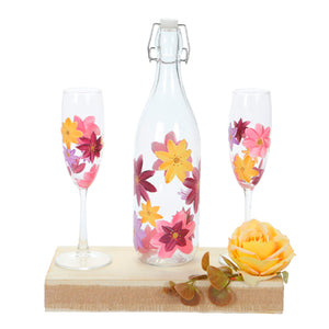Botella Y Copas Fiesta De Flores