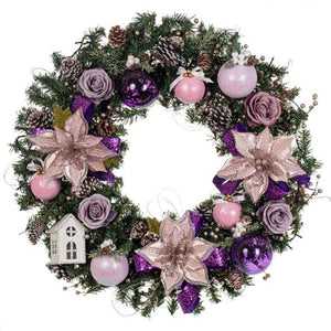 Corona Para Puerta Rosa/Morado