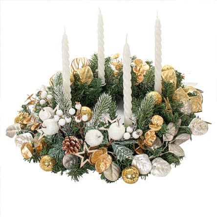 Corona De Adviento Oro-Blanco
