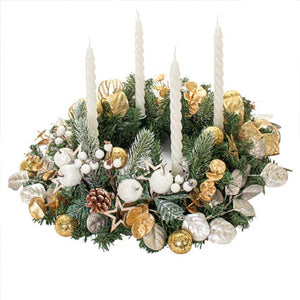 Corona De Adviento Oro-Blanco