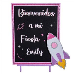 Letrero Bienvenidos Cohete Espacial