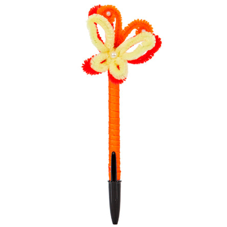 Pluma Con Flor De Chenille