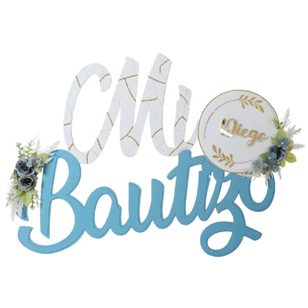 Letrero Mi Bautizo Nubes