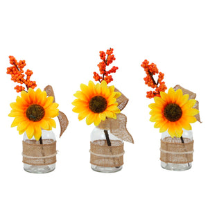 Juego Frascos Con Girasol