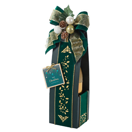 Porta Botella Navideña Verde-Oro