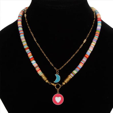Fantasías Miguel Clave:IP2561 Collar Con Cuentas Heishi Y Luna