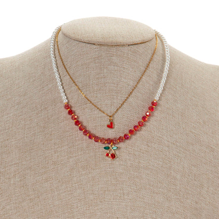 Collar De Cerezas Y  Corazón