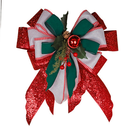 Moño Navideño Rojo-Blanco