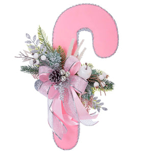 Bastón Navideño Para Puerta Plata/Rosa