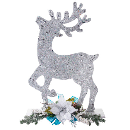 Reno Navideño Plata Con Nochebuena