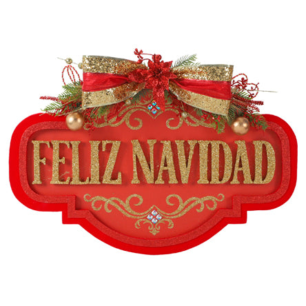Letrero Feliz Navidad Rojo-Oro