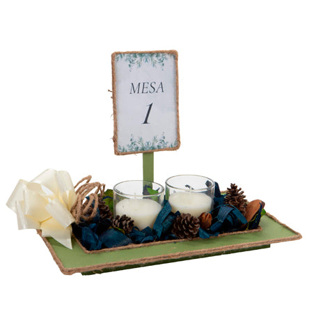 Centro De Mesa Con Velas Y  Número