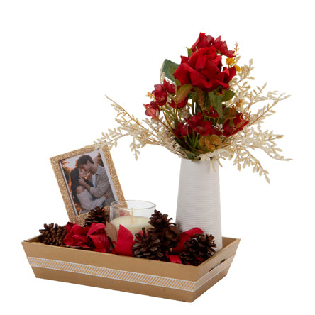 Charola Con Con Vela Y Florero