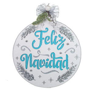 Esfera Feliz Navidad Azul-Plata