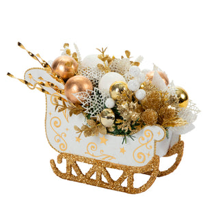 Trineo Navideño Oro/Blanco