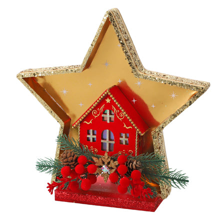 Estrella Con Villa Navideña