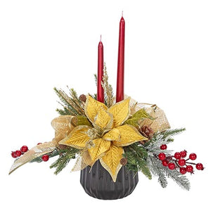 Arreglo Navideño Con Velas Rojas