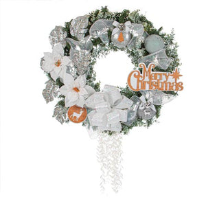 Corona Navideña Blanco-Plata