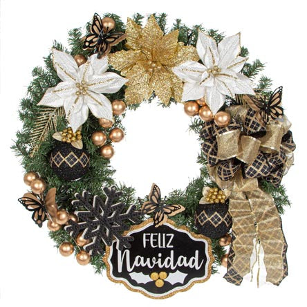 Corona Navideña Oro-Negro