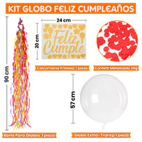 Art.10008 Kit Globo Feliz Cumpleaños  1pz