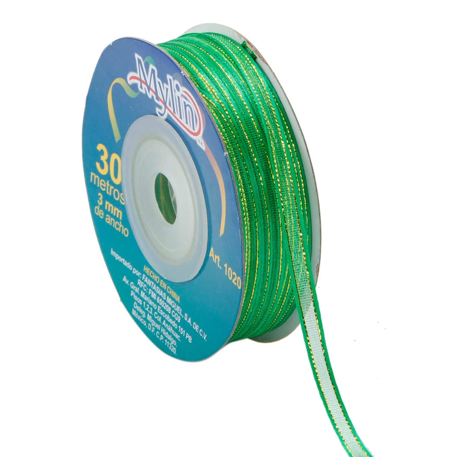 Art.1020 Listón Organza Satín Con Cordón Metálico