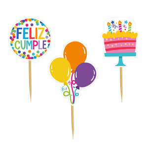 Art.10855 Pick Feliz Cump 9cm B/12pzas