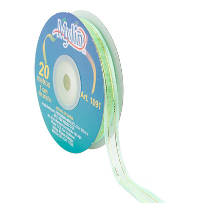 Fantasías Miguel Art.1091 Listón Organza Satín Con Cordón Metálico 10mm 20m