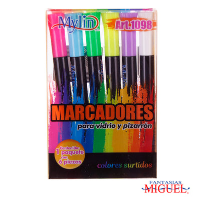 Fantasías Miguel Art.1098 Marcador Para Pizarrón/Vidrio Surtido  6pz