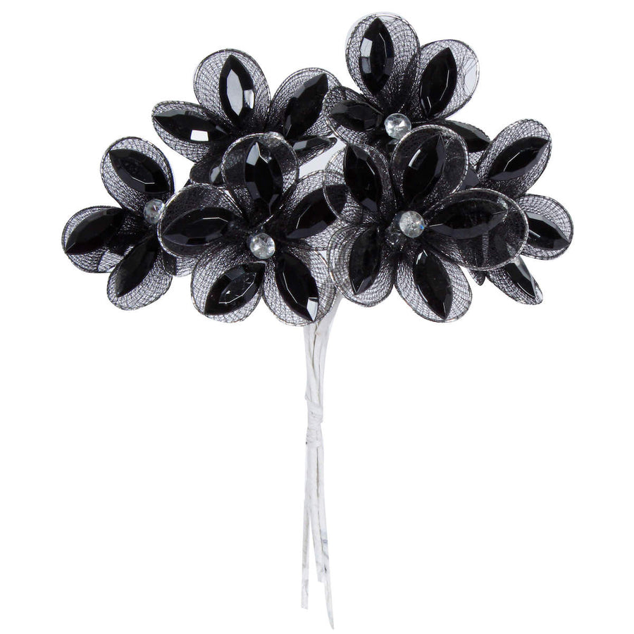 Art.4427 Ramito X6 Flores Malla Con Piedra