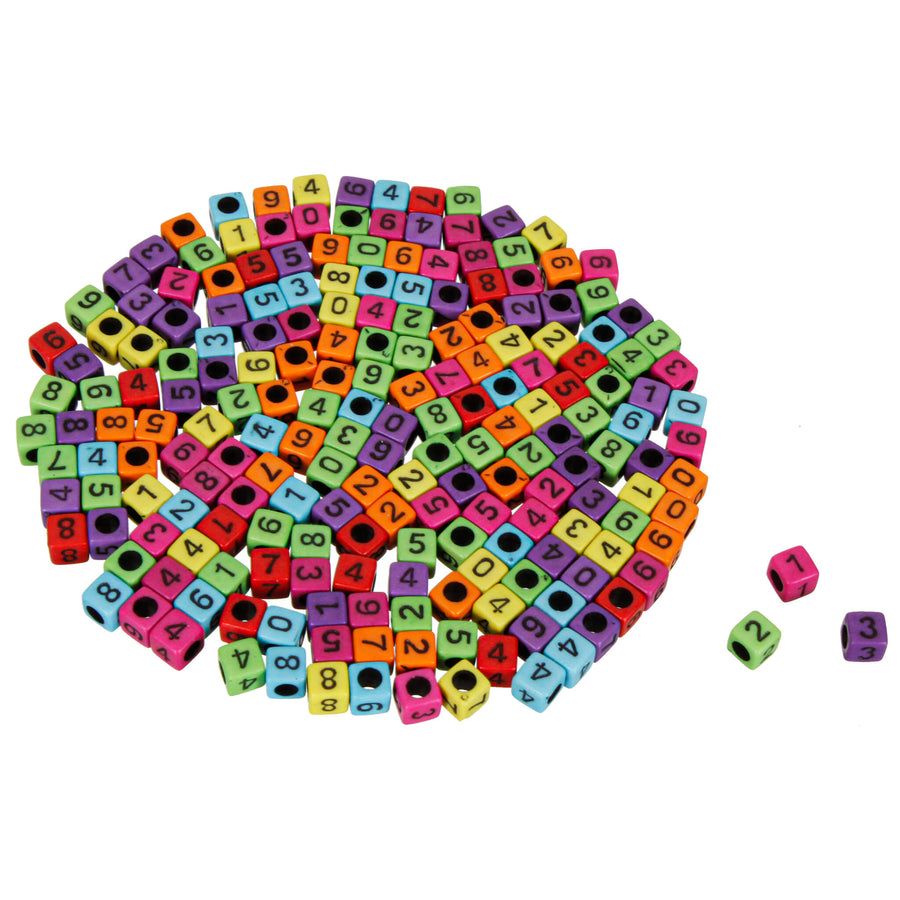 Art.4675 Cuenta Cubo Número Plástica Colores 6mm 200pz