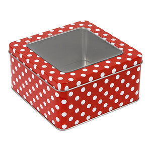 Art.5868 Caja Cuadrada Metálica Con Ventana Puntos