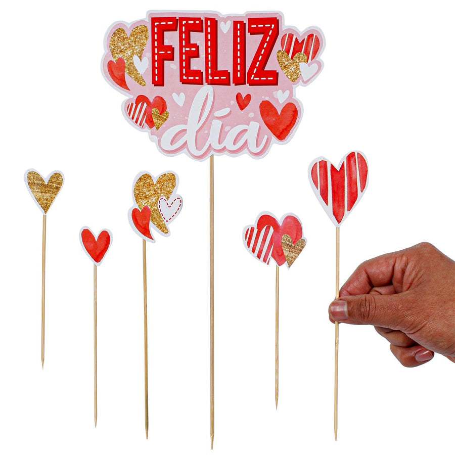 Art.6547 Adorno Pick Feliz Día  6pz