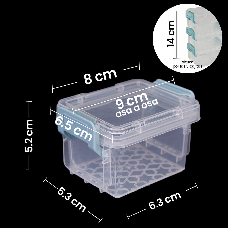 Art.7030 Cajas Apilables De Plástico Con Broche En Los Lados 14x8.8x6.7cm 3pz