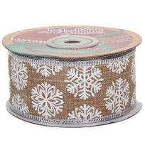 Art.7320 Listón Yute Copos De Nieve Con Orilla