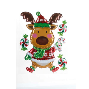 Art.7694 Calcomanía Decorativa Venado Navideño Globo