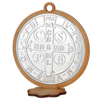 Art.8840 Medalla San Benito De Madera Con Repujado