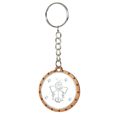 Fantasías Miguel Art.8874 Llavero Ángel Madera Con Repujado 4.5x4cm 1pz