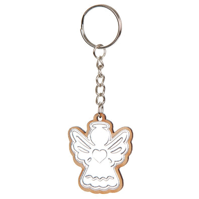 Fantasías Miguel Art.8893 Llavero Ángel Madera Con Repujado 4.6x3.7cm 1pz