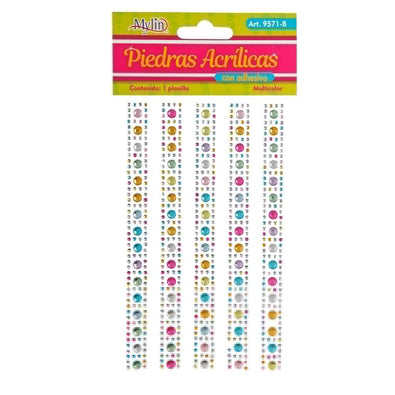 Fantasías Miguel Art.9571 Piedras Acrílicas Con Adhesivo Varios (Aprox 720pz)  1 planilla