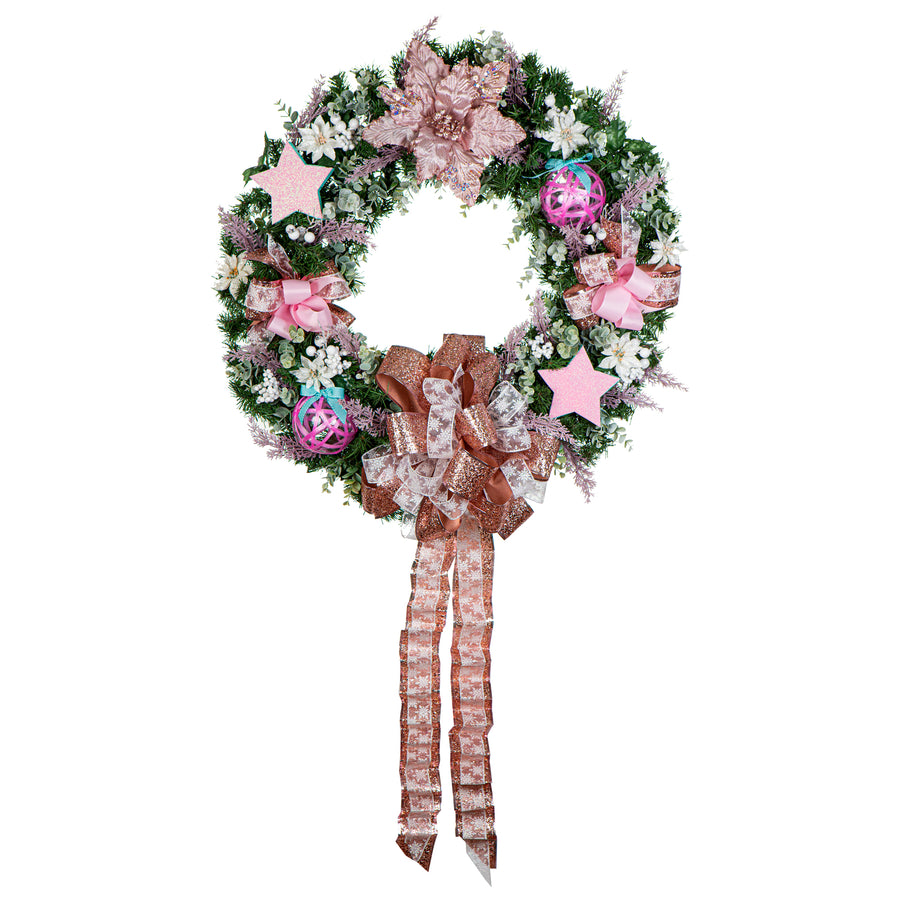 Art.1224 Flor Nochebuena Rosa 28cm 1pz