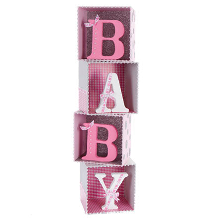 Letrero En Caja Tipo Cubo Rosa/Plata Con Letras De Unicel