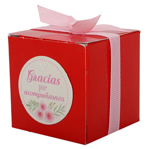 Caja Rosa Con Listón En Rosa